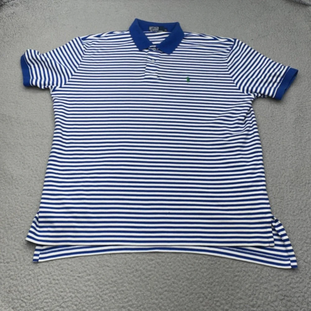 Polo Ralph Lauren Polo Mens XL Blue White Striped Short Sleeve Pony Logo Shirt